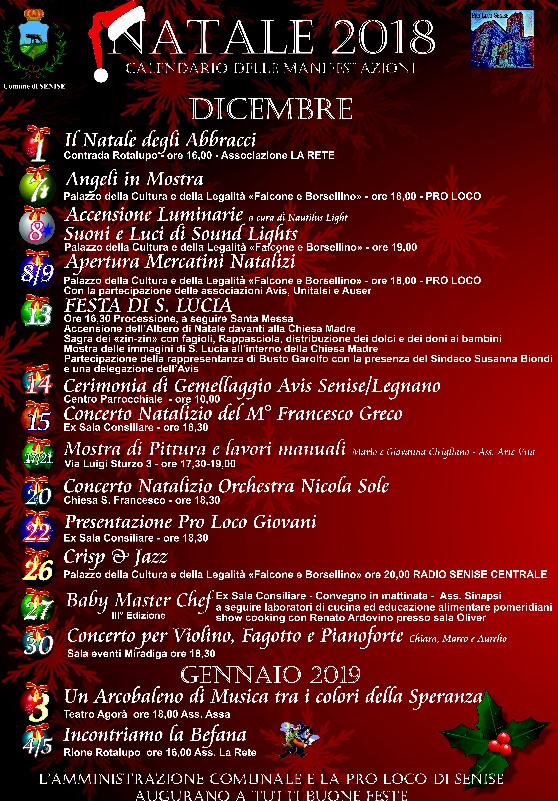 Calendario manifestazioni Natale 2018